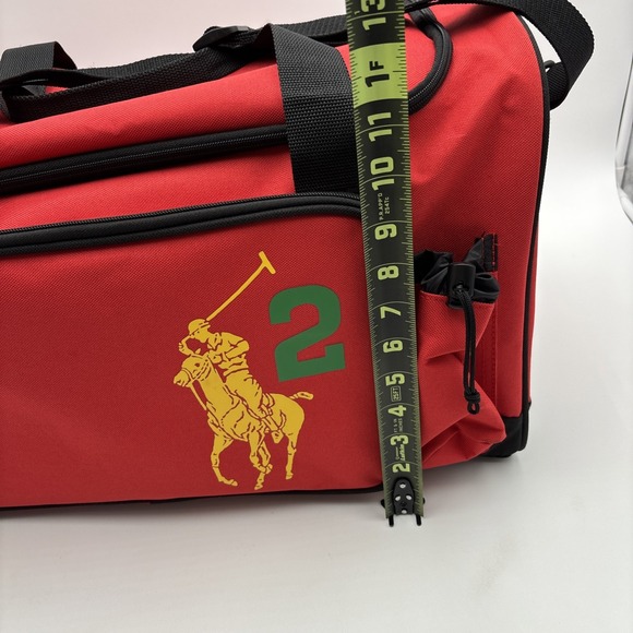 Ralph Lauren Fragrances POLO Duffle Bag LARGE Pony Logo 2 Red Gym Traveler NEW - Picture 4 of 13